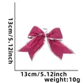 Lazo de Navidad rojo oscuro brillante de 13cm con borde plateado para decoración - 13cm / Rosa Rojo