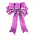 Purple glitter Christmas bow with silver trim, 25cm festive sparkling tree decoration - 14*20cm / Purple