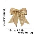 Lazo dorado brillante para decoración de árbol de Navidad, tamaño 13cm x 13cm - 13cm / Dorado