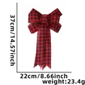 Red and black buffalo plaid Christmas bow, 37x22cm decorative polyester ribbon ornament - 37x22cm / Red Bow