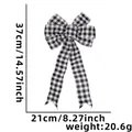 Black and white checkered polyester bow decoration measuring 37cm height for Christmas - 37x21cm / Black and White Plaid