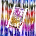Rainbow gradient foil fringe curtain in roll packaging for festive party wall decoration - 1*2.5m Gradient Tinsel Curtain