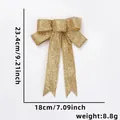 Sparkling gold glitter Christmas tree bow ornament 23cm for festive holiday decoration - 23.4x18cm / Gold