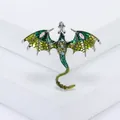 Creative enamel Pterodactyl brooch in green and yellow gradient with crystal rhinestones - Green