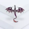 Fantasy winged dragon brooch with purple gradient enamel and colorful rhinestones - Purple
