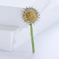 Elegant dandelion flower brooch with gold and silver petals and green enamel stem - Dandelion Floral (1546)