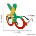 Afmetingen van de chili partybril met glitter: hoogte 10,4 cm en breedte van 16 cm totaal - Dubbele Maracas Stijl