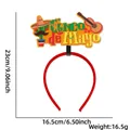 Detailed view of Cinco de Mayo headband with festive sombrero, guitar and cactus icons - Cinco De Mayo Headband / Sombrero Cactus Guitar Letter A Style