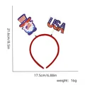 Détail du serre-tête USA avec gnome patriotique et dimensions du design étoilé - Style Gnome Drapeau USA