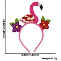 Pink flamingo party headband with glitter flowers and green leaves for summer decor - Flamingo & Flower