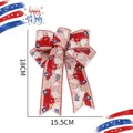 Patriotic 4th of July decorative bow with vintage truck and American flag prints - Small Khaki Truck Style