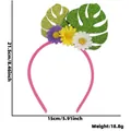 Hawaiian party headband with colorful daisies and green sequin monstera leaves - Monstera Leaf & Flower