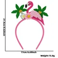 Pink flamingo party headband with glitter accents and tropical green palm leaves - Flamingo & Coconut Palm