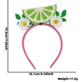 Lime slice and daisy Hawaiian party headband with green glitter leaves and pink band - Lemon & White Flower