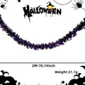 Black and purple Halloween tinsel garland decoration with metallic shine 2M length - Purple Black Bat Style
