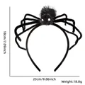 Detail shot of black plush Halloween spider headband showing 23cm width and 18cm height - Black Leg Black Spider