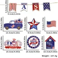USA Independence Day wooden tiered tray decor set with flag and truck motifs - USA Swallowtail Flag Truck Style