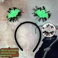 Dettaglio cerchietto Halloween con dimensioni: larghezza 21,5 cm e altezza 21 cm per feste - Pipistrello Luminoso