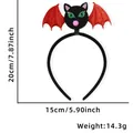 Halloween black cat headband with red glitter wings measuring 20cm by 15cm and weighing 14.3g - One Size / Red Bat Headband