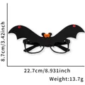 Gafas de murciélago negras para Halloween con diamantes rojos y detalles de ojos naranja - Gafas de murciélago con ojos naranjas pequeños