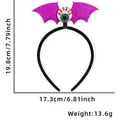 Halloween headband featuring purple glitter bat wings and eyeball decoration with size details - One Size / Bat Wings and Eyeball Headband