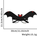 Montatura occhiali pipistrello Halloween neri con paillettes rosse, larghezza di 30 cm - Grandi occhiali da pipistrello dagli occhi rossi