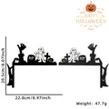 Halloween deurkozijn silhouet met mummie, RIP grafsteen en pompoen, maat 20,5x22,8 cm - Mummie Grafsteen Stijl / Zwart