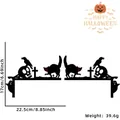 Halloween houten hoekdecoratie met skelet en kraai silhouetten, maat 17x22,5cm - Schedel & Zwarte Kat Stijl / Zwart