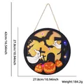 Cartel de madera de Halloween con fantasma, calabaza y luces LED, diámetro de 27,8 cm - Fantasma Calabaza Lápida