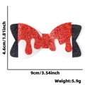 Fermaglio per capelli Halloween con fiocco a paillettes rosse e gocce di sangue - Fiocco con Macchia di Sangue
