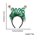 Serre-tête Nouvel An 2026 avec paillettes vertes et franges argentées pour fête - Serre-tête de Noël / Serre-tête Étoile Vert 2026