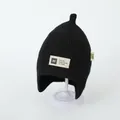 Bonnet en tricot noir pour enfant avec protège-oreilles et écusson brodé OK - Taille unique / Noir