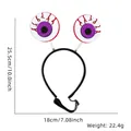 Purple glitter eyeball pet headband for Halloween with spring detail and size markings - One Size / Big Eyeball