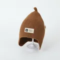 Bonnet en maille marron pour enfants avec protège-oreilles et design à pointe mode - Taille unique / café