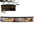 Spanisches Halloween Banner mit Kürbis und Geist Motiven auf bunten Fransengirlanden - Spanisches Halloween Weiß Banner / Weiß