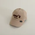 Cappellino da baseball kaki per bambini con ricamo e tesa larga in cotone - Taglia unica / Cachi (Stile 1)