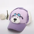 Cappello invernale viola per bambini con cane cartone e paraorecchie in peluche - Bambini circa 3-10 anni / Viola