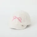Witte fleece honkbalpet voor kinderen met roze geborduurde strik voor de wintertijd - 50-52CM / Witte Strik