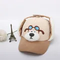 Cappello invernale beige per bambini con motivo cane e paraorecchie caldi - Bambini circa 3-10 anni / Cachi