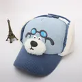 Cappello invernale blu per bambini con cane cartone animato e paraorecchie caldi - Bambini circa 3-10 anni / Blu