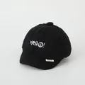 Kids black fleece baseball cap with Hello embroidery and smile patch for 2-6 years old - 50-52CM / Hello Smiley Black