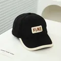 Black fuzzy sherpa baseball cap for kids with white FINE letter patch and contrast brim - Kids 50-54CM / Style 1 / Black