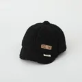 Winter black fleece baseball cap with Boston letters and bear leather patch for kids - 50-52CM / Patch Bear Black