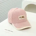 Pink sherpa fleece baseball cap with FINE letter embroidery for kids and toddlers - Kids 50-54CM / Style 1 / Pink