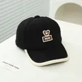 Black fuzzy lamb wool baseball cap for kids with brown bear embroidery patch and soft texture - Kids 50-54CM / Style 2 / Black