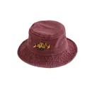 Chapeau bob enfant bordeaux en denim avec broderie pelleteuse et œillets métal - 52cm / Rouge