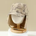 Winter-Camouflage-Fliegermütze mit warmen Ohrenklappen und Fleecefutter für Outdoor-Schutz - Khaki