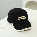 Black Sherpa fleece kids baseball cap with puppy letter patch and cream trim detail - Kids 50-54CM / Style 3 / Black