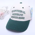 Retro-Baseballkappe für Kinder in Beige und Dunkelgrün mit YOUTHEOL 3D-Stickerei - Kinder / Grasgrün