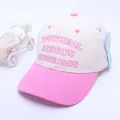 Kinder-Baseballcap in Rosa und Weiß mit Stickerei und modischem flachem Schirm - Kinder / Rosa